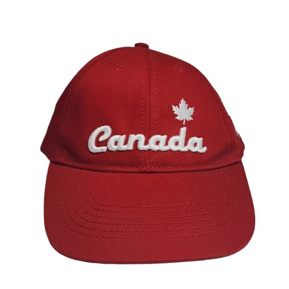 Canada Mens Hat‎ Cap Strap Back One Size Red Loop Hook Casual Outdoors - Picture 2 of 10